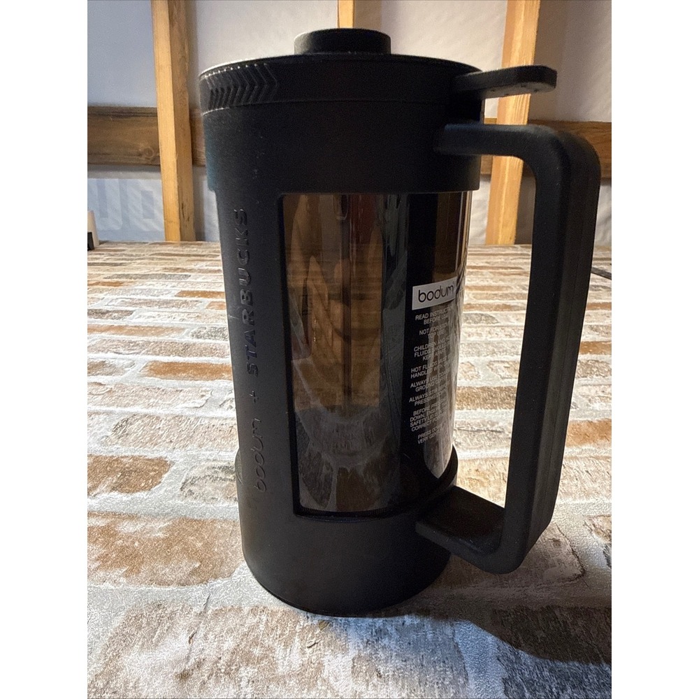 Bodum Starbucks French Press Coffee Maker Black 8 Cup 34oz Shatterproof Plastic